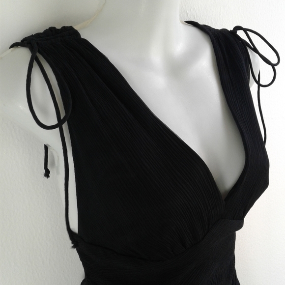 Express Black Silk Dress Fit & Flare Lined 4 - Picture 7 of 8